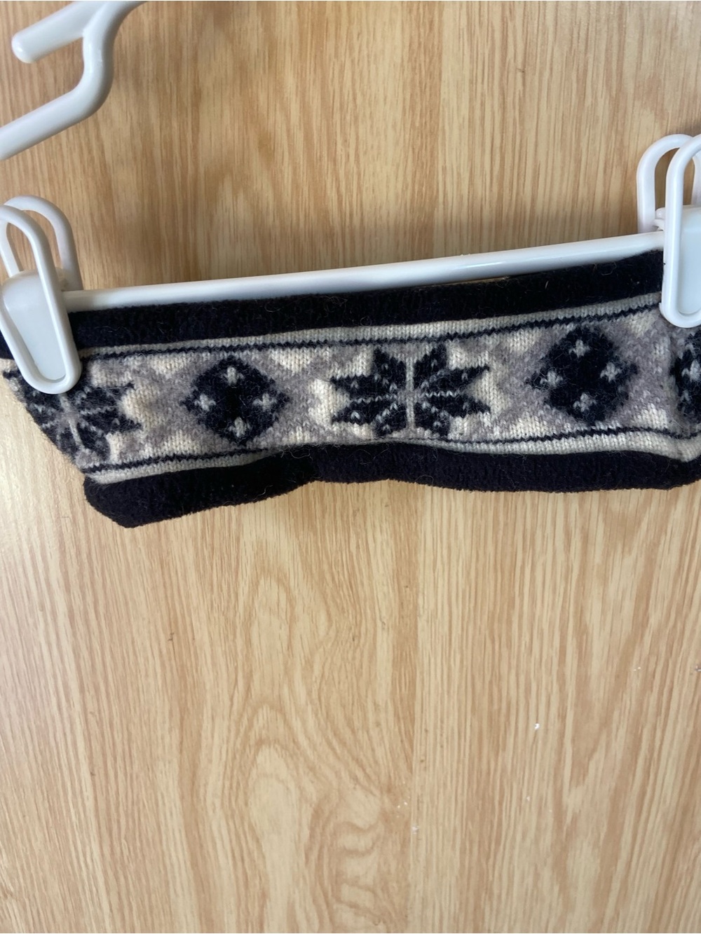 ❄️ L.L.Bean Nordic Fleece Ear Warmer Headband Black Cream Snowflake